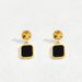 Ins high-end double-layer stacked black square necklace earring set light luxury niche bracelet index finger ring_ipsvogv.com
