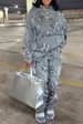 Women's Clothing Women's Printed Pocket Long-sleeved Sweatshirt 2-piece Set Trousers Suit_ipsvogv.com