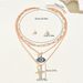 Minimalist cross double layered design Devil's Eye necklace with personalized zircon inlay, niche high-end earrings_ipsvogv.com