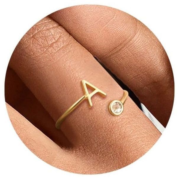 Hot Sale, Brass With Real Gold Plating, Simple Temperament, Niche Design, English Letter Ring_ipsvogv.com