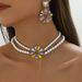 Commuting style necklace, flower design earrings, versatile, niche and high-end bead jewelry set_ipsvogv.com
