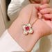 Vintage Natural Beimu Clover Necklace Pendant With Red Corundum Paraiba Light Luxury Premium_ipsvogv.com