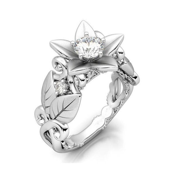 New Rose Blossom Engagement Women's Zircon Creative Branch Ring Jewelry_ipsvogv.com