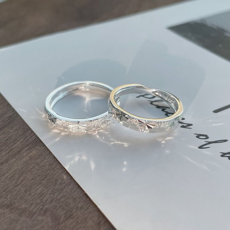 S999 Silver Sky Starry Star River Couple's Pair Light Luxury, High Grade, Sparkling Ring, Niche Design, Handmade Jewelry_ipsvogv.com