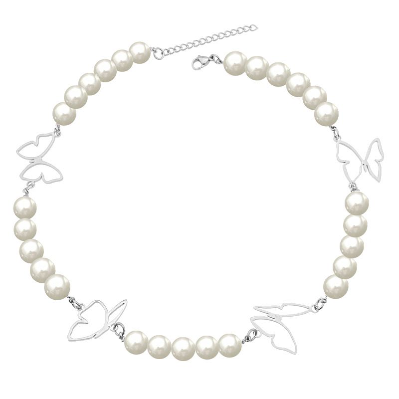 Pearl Butterfly Necklace Women's Trend Temperament Design Full Of Ins Cold Style Clavicle Chain_ipsvogv.com