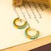 Personalized turquoise circle simple, fashionable, compact, loops, ear buckles, women's earrings, niche, high-end feel_ipsvogv.com