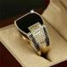 Longrui hot-selling jewelry new gold wide-faced black diamond men's ring fashion hip-hop full diamond ring_ipsvogv.com