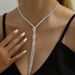 jewelry Sets Bride Three-Piece Set Fashion Full Diamond Tassel Necklace Earrings Bracelet_ipsvogv.com