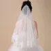 Hair Jewelry Women Bridal Short Wedding Veil White One Layer Lace Flower Edge Appliques_ipsvogv.com