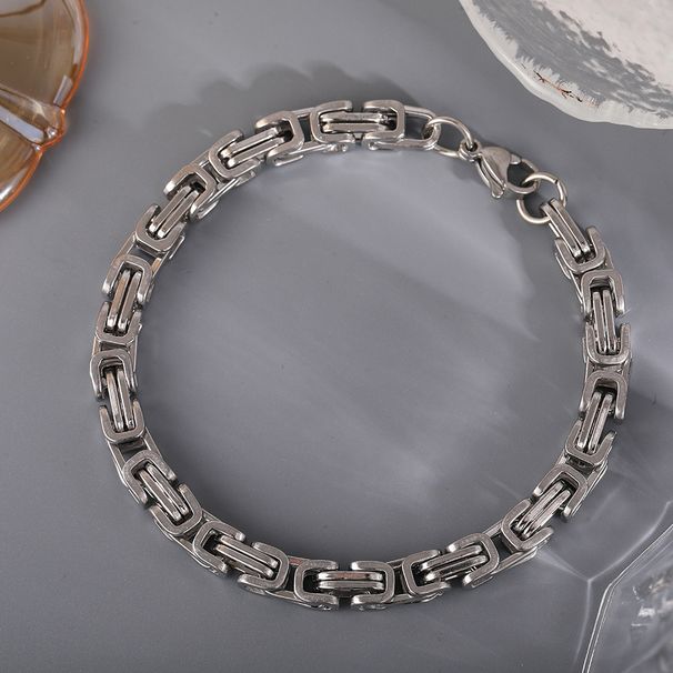 Hot Selling Hip-Hop Punk Titanium Men's Bracelet Jewelry Stainless Steel 4mm Square Buckle Chain_ipsvogv.com