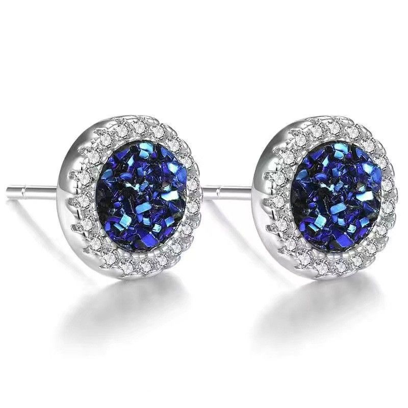 Full Of Diamond Crystal Cluster Stone Earrings, Unique Design Men, Titanium Steel Color Resistant Personalized,_ipsvogv.com