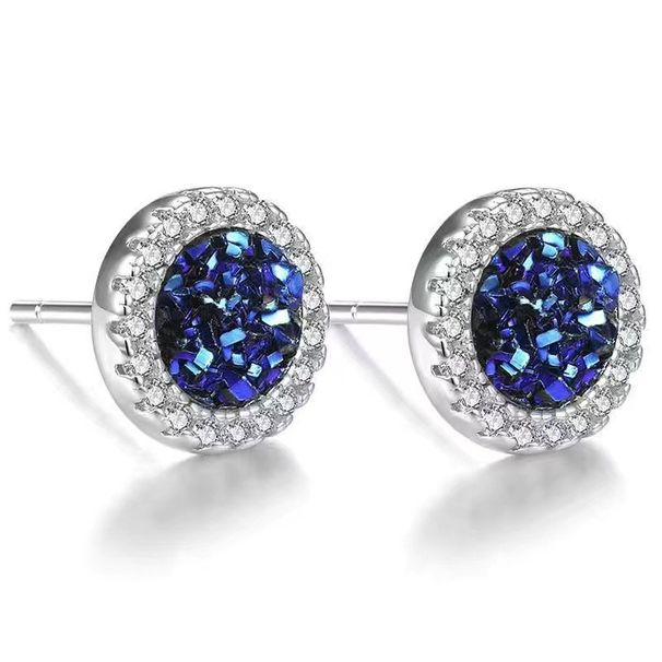 Full Of Diamond Crystal Cluster Stone Earrings, Unique Design Men, Titanium Steel Color Resistant Personalized,_ipsvogv.com