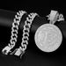 Bit-B Round Plate Full Diamond Hip-hop Rapper Long Men's Cuban Necklace Accessory_ipsvogv.com