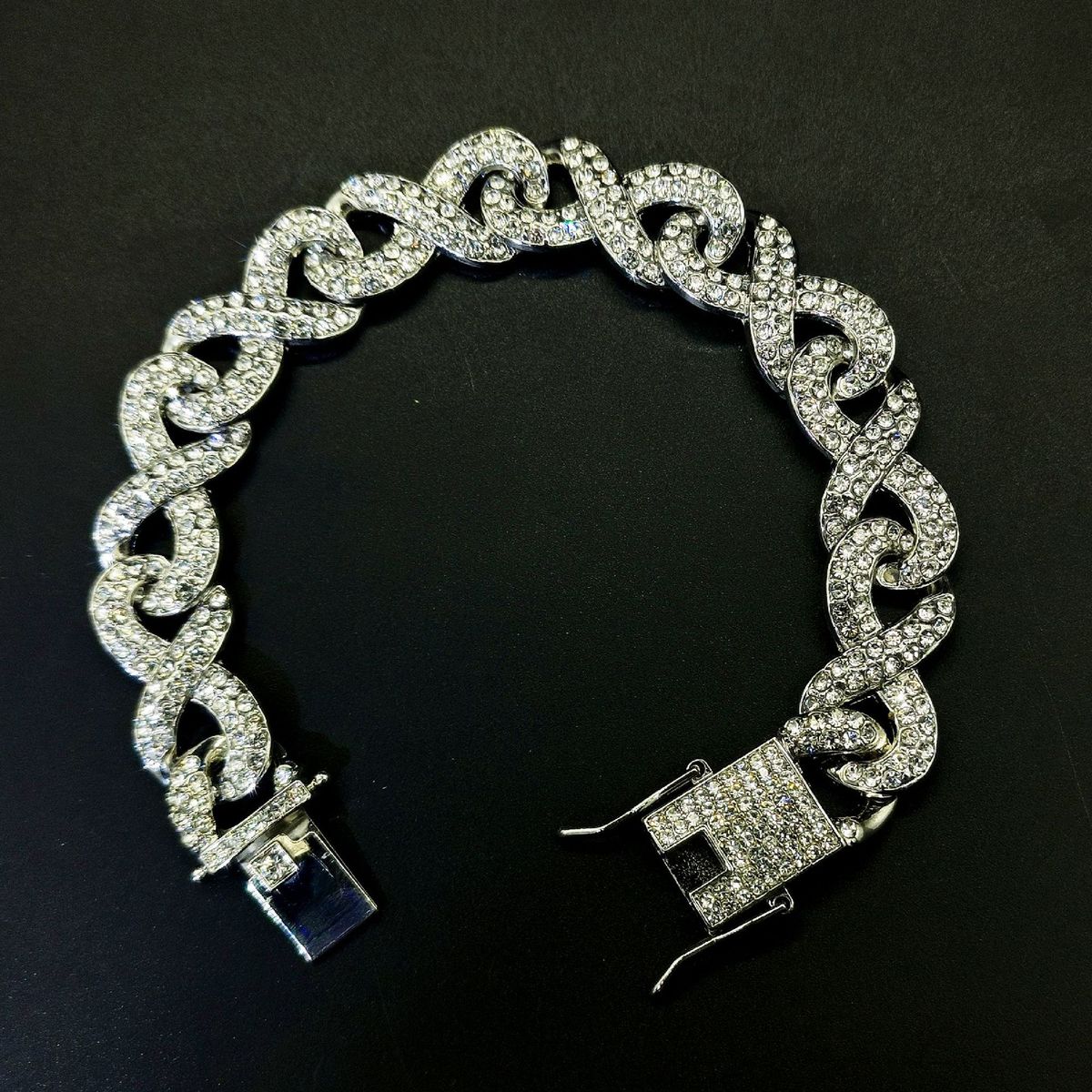 Unisex 8 Shaped Chain With Full Diamonds High Quality Alloy Men's Necklace Men's Hip Hop Cool Cuban Chain_ipsvogv.com