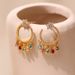 Niche zircon earrings brass plated K real gold bohemian style medieval texture earrings_ipsvogv.com