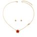 2024 New Xiaoxiangfeng Women's Necklace Earring Set, Small and Unique Flower Inlay Design, Long Clavicle Chain_ipsvogv.com