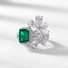 Petal Colored Gemstone Ring S925 Silver Inlaid Cultivated Emerald Retro Finger Ring Atmosphere Light Luxury_ipsvogv.com