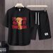 Men's Clothing 2024 Waffle Casual Summer Suit Men's Loose Teen Short sleeved T shirt Shorts Handsome Two piece Suit_ipsvogv.com