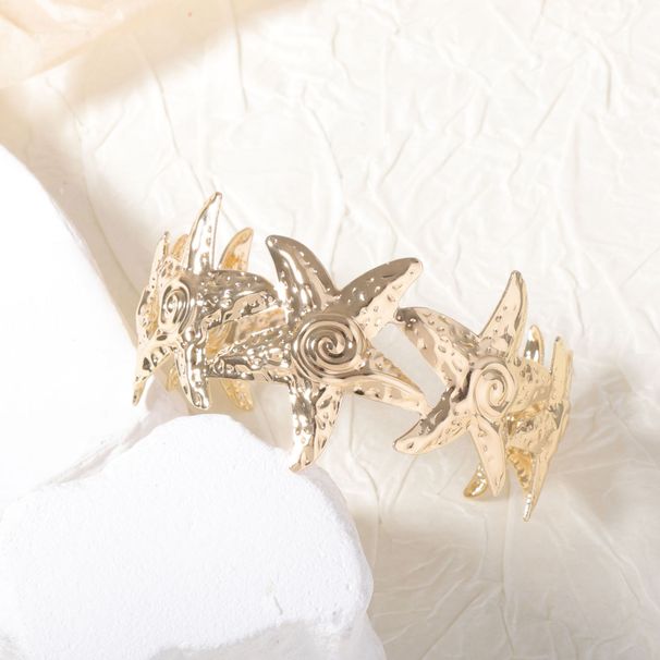Personalized And Niche Design, Metal Starfish Open Mouth Women's Bracelet, Casual Vacation Style_ipsvogv.com