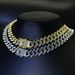 Unisex 10mm Diamond Shaped Dense Diamond Full Bit Alloy Necklace High End Niche Rap Hip Hop Cuban Chain_ipsvogv.com