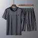 Men's Clothing Middle aged and elderly men's casual suits summer men's short sleeved shorts dad's loose clothes grandfather thin two piece suit_ipsvogv.com
