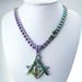 Rhinestone Pendant Necklace 9mm Width Iridescence Mens Women Freemasonry Masonic Mason Stainless Steel_ipsvogv.com