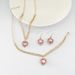 Creative simple temperament women's pink love necklace bracelet earrings ring set_ipsvogv.com