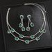 Square Double Layer Necklace Tassel Earrings Light Luxury Wedding Two-Piece Set Multicolor_ipsvogv.com