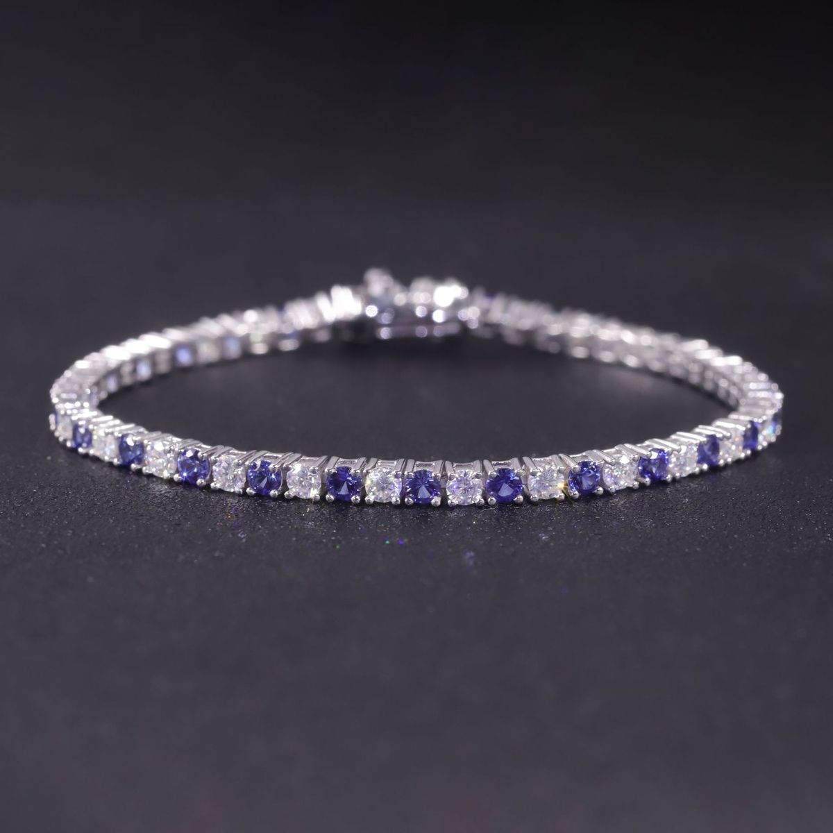 High End Jewelry Bracelet 3/4/5mm Tennis Chain S925 Sterling Silver Inlaid Cultured Sapphire Moissanite Bracelet New Model_ipsvogv.com
