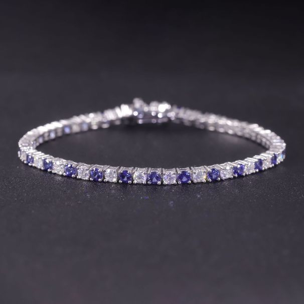 High End Jewelry Bracelet 3/4/5mm Tennis Chain S925 Sterling Silver Inlaid Cultured Sapphire Moissanite Bracelet New Model_ipsvogv.com