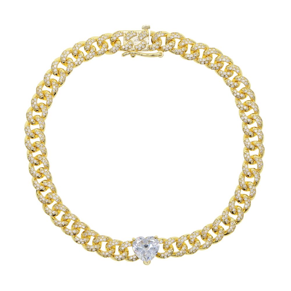 Women's Jewelry Hip Hop New Heart Shaped Cuban Chain Anklet With Diamonds And Full Diamond Ladies Chain Foot Jewelry_ipsvogv.com