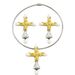 Fashion OL Commuter Style Women's Necklace Earring Personalized Cross Set with Pearl Design Earnail Accessories_ipsvogv.com