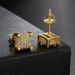 Square threaded men's micro inlaid zircon full diamond earrings, street trendy hip-hop popular earrings_ipsvogv.com