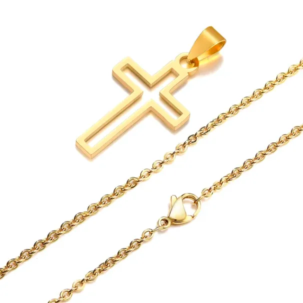 Hot Sales Mprainbow Mens Cutout Necklaces,Waterproof Stainless Steel Hollow Cross Pendant Collar,Religious Faith Christ Gift_ipsvogv.com