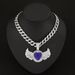specializes In Fashion Men's Alloy Full Diamond Blue Love Angel Wing Pendant Hip-hop Necklace_ipsvogv.com
