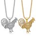 Hip Hop Jewelry Titanium Steel Gold-Plated Inlaid Diamond Animal Rooster Zodiac Pendant Necklace_ipsvogv.com