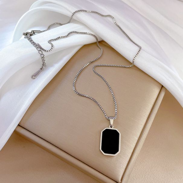 【 Full Body Titanium Steel 】 Geometric Square, Personalized, Minimalist, Genuine Gold Necklace In The Furnace, Female_ipsvogv.com