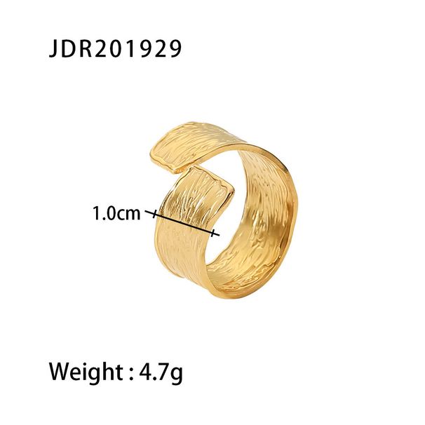 gold pleated pattern stainless steel ring niche INS Wind ring Women's titanium steel ring_ipsvogv.com