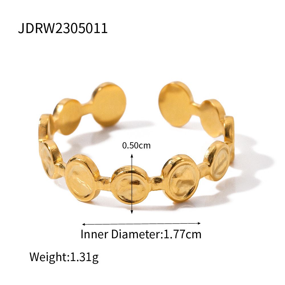 Women's simple non-fading gold stainless steel oval round ring accessories_ipsvogv.com