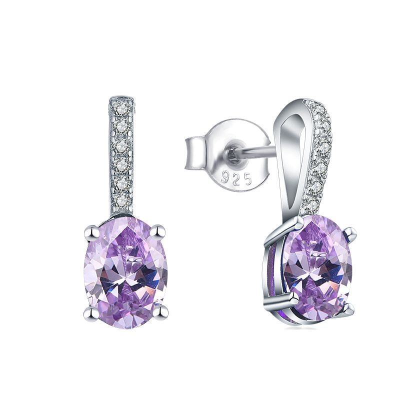 Versatile sterling silver earrings, earrings, micro inlaid blue zircon earrings jewelry silver jewelry_ipsvogv.com