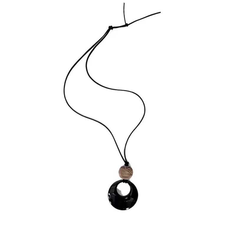 Natural Agate Stone Black Rope Necklace Long Pendant With Chinese Design, High Grade Summer New Style Accessories For_ipsvogv.com