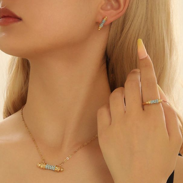 New American light luxury style index finger ring necklace earring set with personalized acrylic inlaid waist design_ipsvogv.com