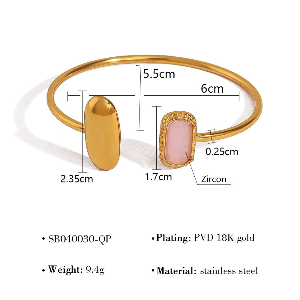 Cold Retro Colored Zircon Bracelet Light Luxury Versatile Simple Geometric Open Bracelet High End Female Jewelry_ipsvogv.com