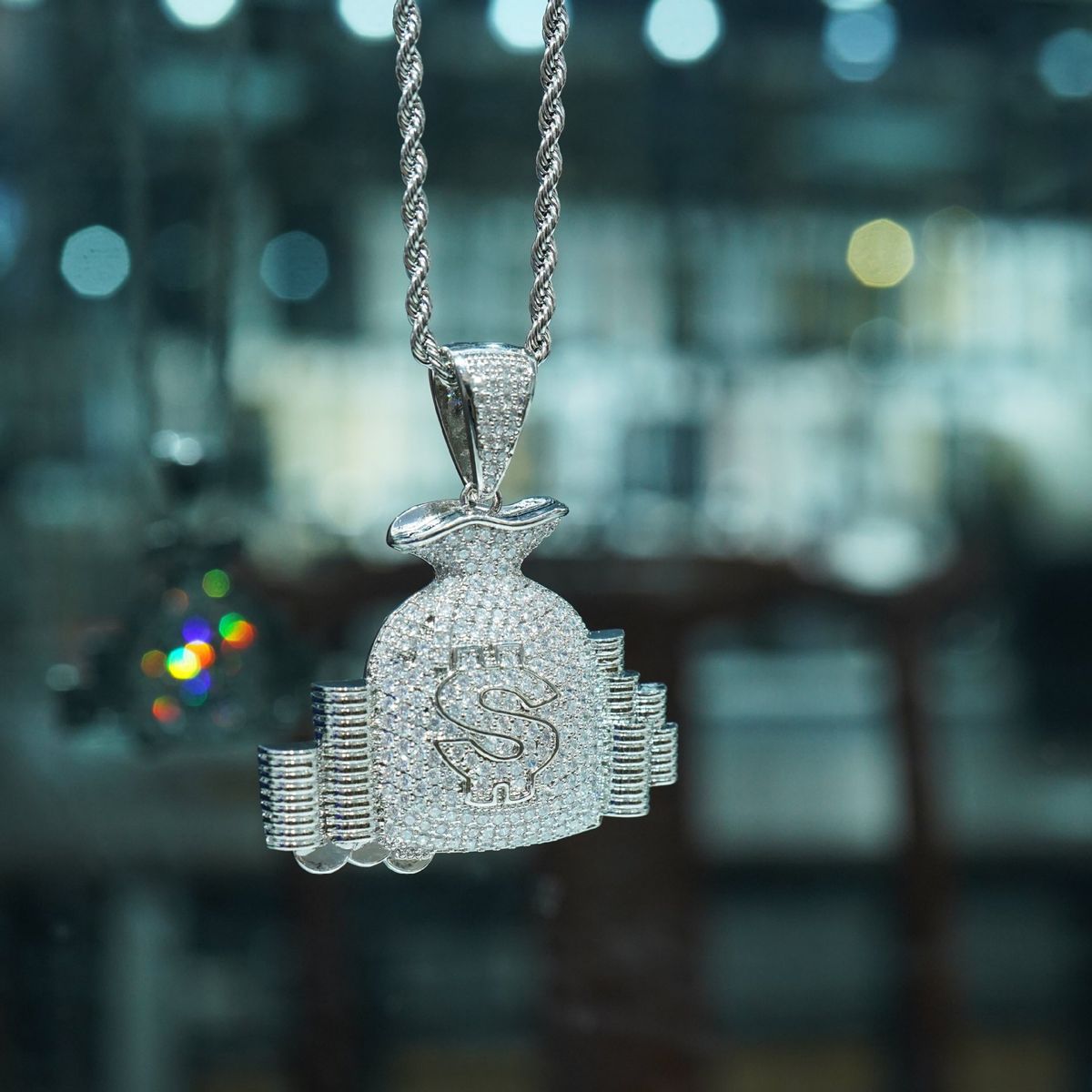 Hip Hop Necklace, Hiphop Copper Inlaid With Zircon, US Dollar, Money Bag, Men's And Women's Personalized Trendy Brand_ipsvogv.com