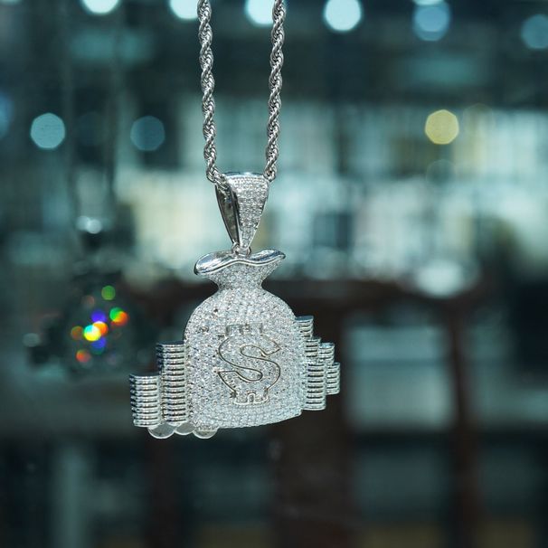 Hip Hop Necklace, Hiphop Copper Inlaid With Zircon, US Dollar, Money Bag, Men's And Women's Personalized Trendy Brand_ipsvogv.com