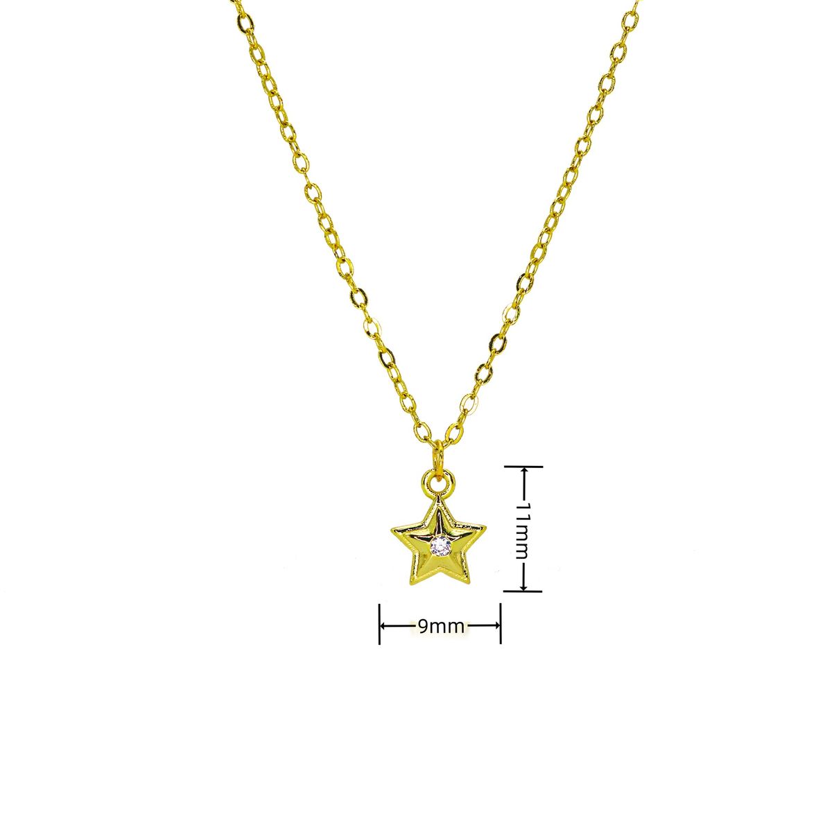 Five-Pointed Star Zircon Pendant Necklace - Plated Copper Clavicle Chain, Classic & Versatile Jewelry For Women, Tarnish Resistant_ipsvogv.com