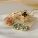 Popular Jewelry Cat's Eye Stone Oil Drop Color Flower Necklace Female Fashion Snake Bone Chain Gold Plated Stainless Steel Necklace_ipsvogv.com