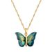 【 】 Dazzling Blue Butterfly Light Luxury Charm Gorgeous Full Diamond Necklace Women's Versatile Clavicle Titanium Steel_ipsvogv.com