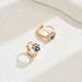 Simple fashionable OL bear claw ear buckle women with blue diamond copper zircon earrings, cute and versatile style_ipsvogv.com