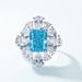 Sea Blue Small Octagonal High Carbon Diamond Ring S925 Silver Full Inlaid With Bright Colored Gems Open Hand Ring_ipsvogv.com